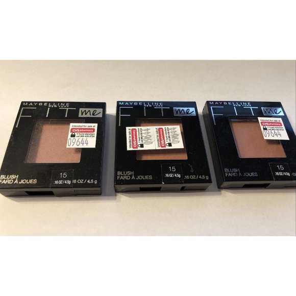 Lot of 3 Maybelline New York Fit Me! Blush, Shade 15, 0.16 Ounce — FREE SHIPPING - Picture 1 of 6